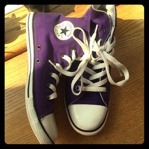 Purple converse high tops